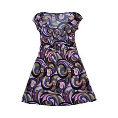 VTG y2k funky print babydoll mini dress / SM / B WEAR, retro, groovy, 70s, 2000s