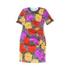 1980s Louis Feraud Floral Sheath Dress Abstract Print Colorblock Midi