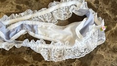 NWOT VTG 90s Y2K Style Shiny Satin Bikini string pantie L Purple Glossy Wet Look