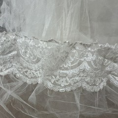 Vintage 1950s Ivory Ruffled Tulle Wedding Dress Gown Party Prom Lace Trim