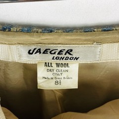 Jaeger London Skirt Womens 8.5 Small Blue Cream Stripe Vintage British Mod Tweed