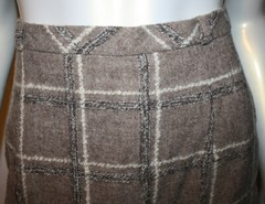 Vintage Brown Wool Plaid Skirt & Tweed Long Vest Set 42 8 10 Suit