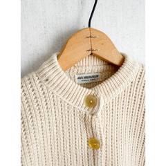 Vintage Cream Waffle Knit Cardigan Sweater 100% Virgin Orlon Acrylic Ivory L