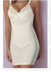 36 D Vintage Short Stretch Satin Open Bottom One Pc Bra Girdle Slip Shaper