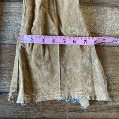 VTG JNCO Suede-Feel Jumpsuit Size M Tan Flare Leg Cap Sleeve Snap Front Y2K #36F