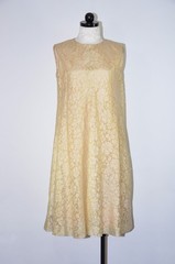60s Vintage Anne Fogarty Gold Lame Floral Jacquard Babydoll Party Dress Women M