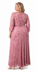 VTG Mode O Day Singapore Beaded Sequin Maxi Dress Flapper Gatsby Pink Measure L