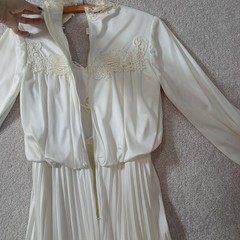 JCPenney Fashions Vintage Wedding Dress Train Long Sleeve Blouson Union Tag Sz10
