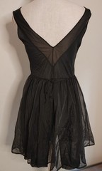 Vintage Black CHIFFON Teddy Gown Peignoir Set Shadowline Gothic Babydoll sz 34