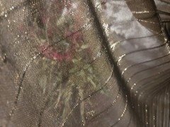 VTG Y2K SILKY GOLD FOIL SHINY SATIN CRYSTAL PLEATS SKIRT SWEEP FLARE M – XL