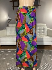 Vintage 60s Flower Power Maxi Skirt Psychedelic Hippie Mod Textured Acrylic