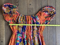 Mid Century Boho Maxi Dress – Orange Paisley Floral Print – 1960s Cracker Jax