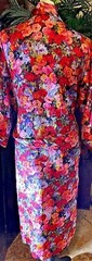 Vintage Cinema Etoile Bright Florals Red Pink Purple Green Robe Medium