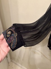 Vintage 1980s Tina Barrie Paisley Blouse Long Chiffon Sleeves Size 14