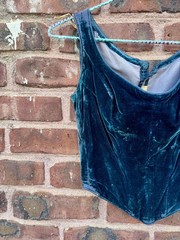 Vintage 30s 40s Blue Velvet Corset Old Hollywood Theatre Western Costume XXS XS