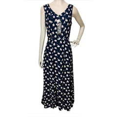 VTG 90s Nostalgia Black Floral Sleeveless Button-Down Grunge Prairie Maxi Dress