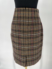 Vtg 80s Adolfo Intl Wool Pencil Skirt Small Plaid Dark Academia Preppy School