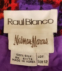 Vintage Neiman Marcus Raul Blanco Peplum Silk Puff Sleeve Blouse Jacket Sz 12