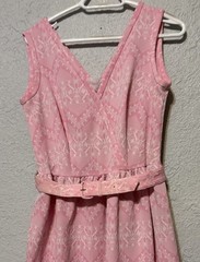 Vintage Women’s Toni Todd Pink Textured Sleeveless Formal Maxi Dress With Belt