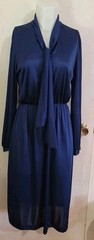 Lovely Vintage 80s Nikki Silky Navy Dress Size 11/12 Versatile Office
