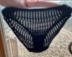 Vtg WARNER’S Unmentionables 01677 Polyester Striped 9/2XL Black Brief Panties