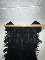 Vintage Fabrice New York Couture 20s Revival Flapper Dress Black Beaded Silk Med