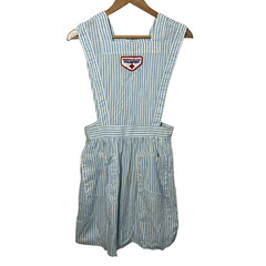 VTG 60s American Red Cross Nurse Pinafore Dress Uniform Cotton Blue Striped