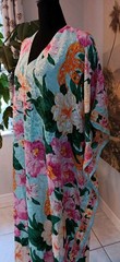 Vintage Amber Blue Kaftan, Muumuu, Dress, Tropical Pink, Green, Blue, Free Size