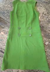 VTG Frances Wright Lime Green Shift Dress Polyester 1960s
