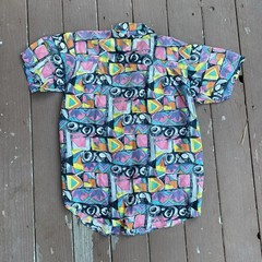 Vintage Kikomo 100% Silk Shirt Women’s XL 90s Hip Hop Art Abstract