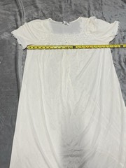 Vtg 80s Fundamentals Sears Pink Nylon Midi Short Sleeve Lace Nightgown Sz Medium