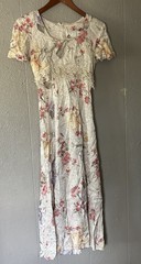 Vintage Jody California Floral Dress Size 5 Cottagecore Romantic Lace Eyelet