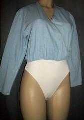 Vtg Best American Long Sleeve Cotton Bodysuit Shirt Top S