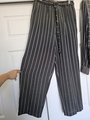 Vtg Saint Germain Paris Gray Striped Windowpane Check Tunic Pant Set S