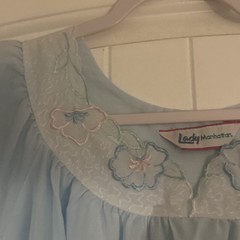 Vintage Lady Manhattan Embroidery Collar Nightgown Short Sleeve Grannycore Small