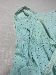 Vintage Dress 1950s Eyelet Midi Sundress Teal Blue Retro Sleeveless Button Up