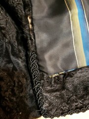 Vintage 1940s 50s Swakara Broadtail Karakul Astrakhan Fur Coat Silk Lined