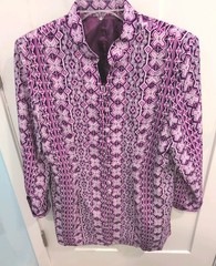 Vintage Hand Tailored Women’s Nehru Style Jacket Purple And White Knit No Tags