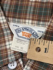 Vintage 70s Levi’s Plaid Button Up Shirt USA Youth 18 Fits Women’s XS S Brown