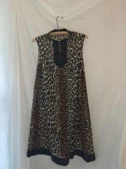 Vtg VANITY FAIR LEOPARD Nightgown Silky NYLON Shift Gown Dress 60s 70s Black S