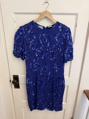 Stenay Vintage Women’s Purple Silk Sequin Beaded Sheath Dress 80s Size 12