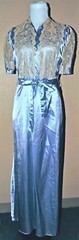VTG Dressing Gown Silk & Lace House Robe Day Dress Lingerie