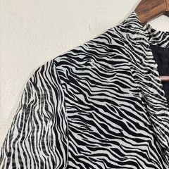 Vtg 90s Ivonne Jumpsuit 12 Zebra Print Flare Sheer Chiffon Statement Maximalist