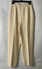 Vintage 90s Chanel Women’s Cream Wool Silk Lined Tapered Trousers Pants Sz 38
