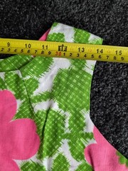Vtg Made in Hawaii Hawaiian Bright Green Pink Flowers 2pc Set Playsuit 70s L/XL