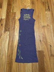 Vintage Don Ed Hardy purple bodycon dress with parrot design stretchy OSFA