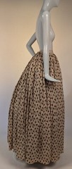 FULL VOLUME 1870’S GEOMETRIC PRINT CREPE BUSTLE SKIRT 