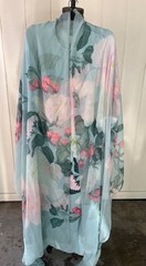 VINTAGE 1970s HANAE MORI JAPAN DESIGNER FLORAL DRESS MATACHING SHAWL SCARF AS IS