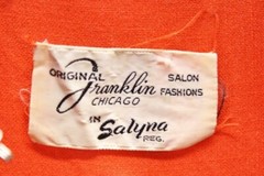 Vintage 1950s Dress Sailor Collar Orange Sleeveless Original Franklin Salyna XXS