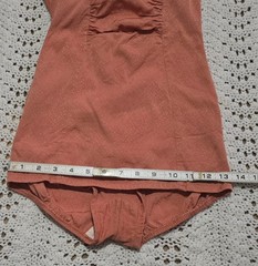 Vintage 1950s JANTZEN VAMP Women Pin Up Swim Suit Ruched Boning Sz 12 Coral Dots